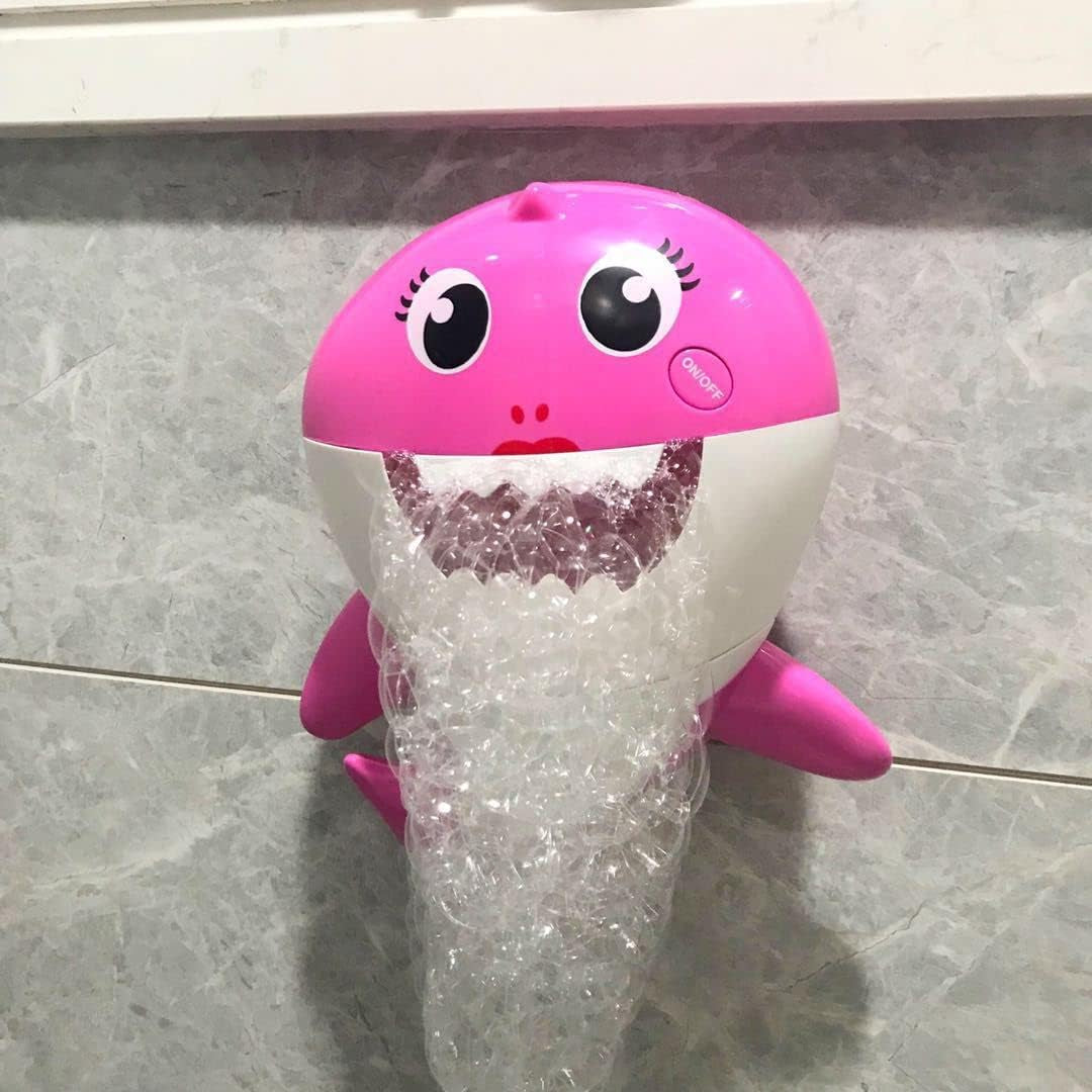 Shark Bubble Machine Baby Bath Toys Singing Bath Time Bubble Machine (Pink)