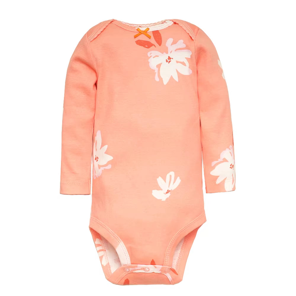 3-5 Pack Soft Cotton Long Sleeve Bodysuits Set