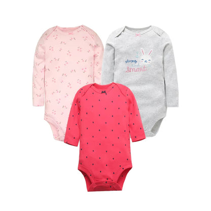 3-5 Pack Soft Cotton Long Sleeve Bodysuits Set
