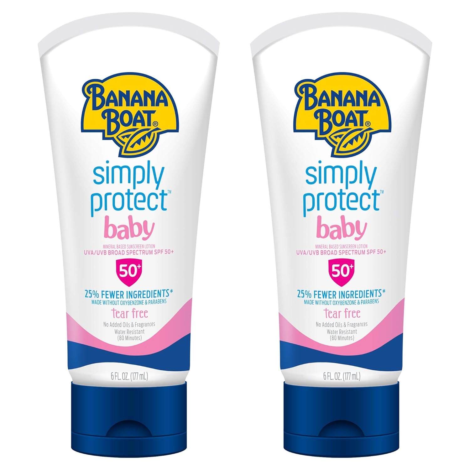 100% Mineral Baby Sunscreen Lotion SPF 50 Twin Pack | SPF 50 Sunscreen for Babies, Baby Sunblock Lotion, Oxybenzone-Free, 6Oz Each