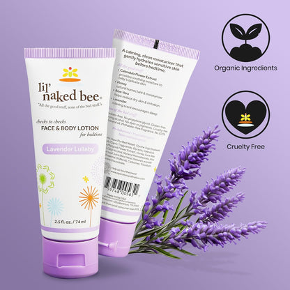 Lil Naked Bee Baby Lotion for Kids (2.5Oz) Lavender Lullaby Cheeks to Cheeks Face & Body Lotion for Hydrating & Moisturizing Skin