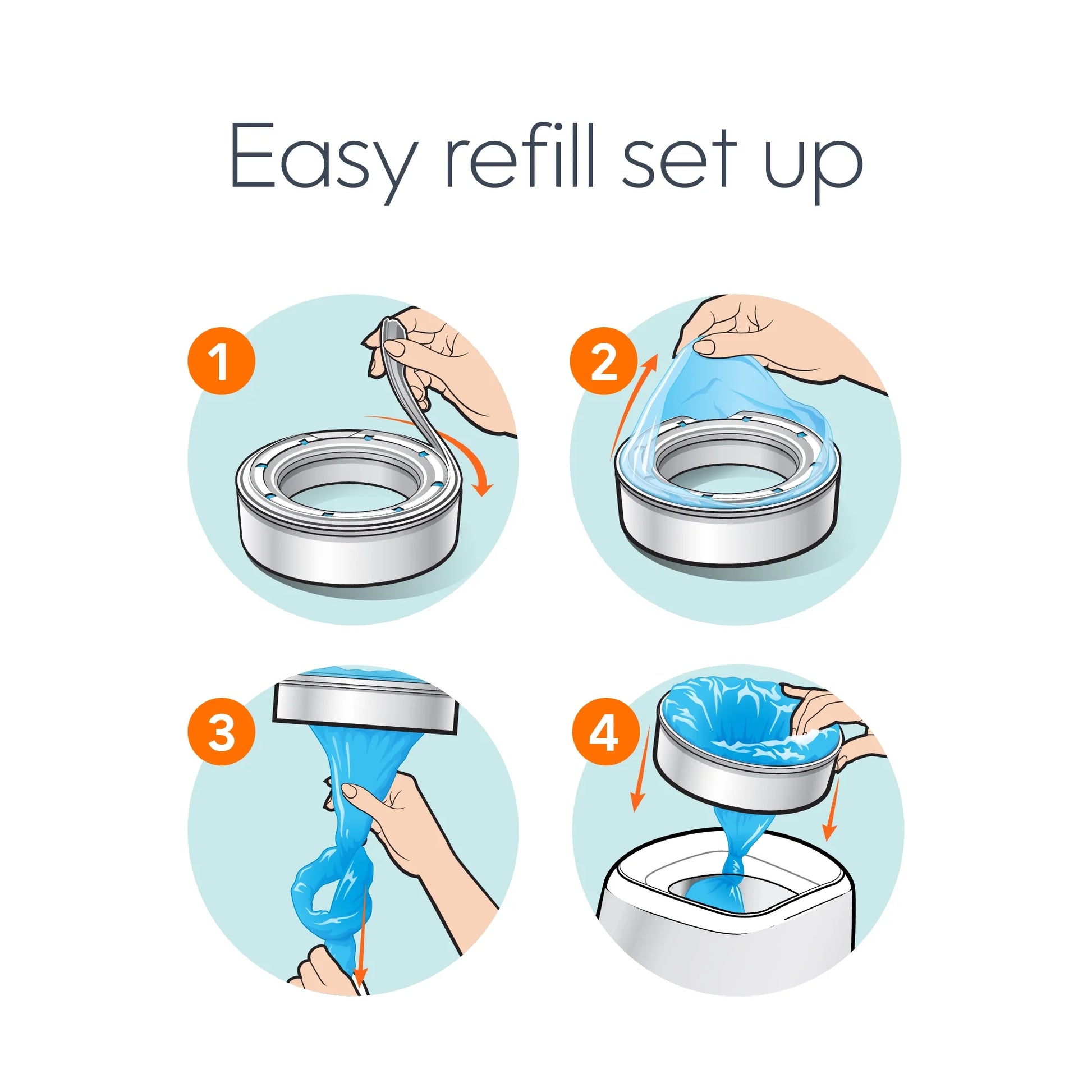 (4 Pack)  round Refills, Unscented, 3 Pack, Holds up to 720 Newborn Diapers, Blue