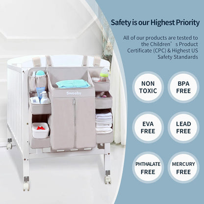Diaper Organizer for Changing Table and Crib - Nursery Diaper Stacker Hanging Caddy for Baby Essentials