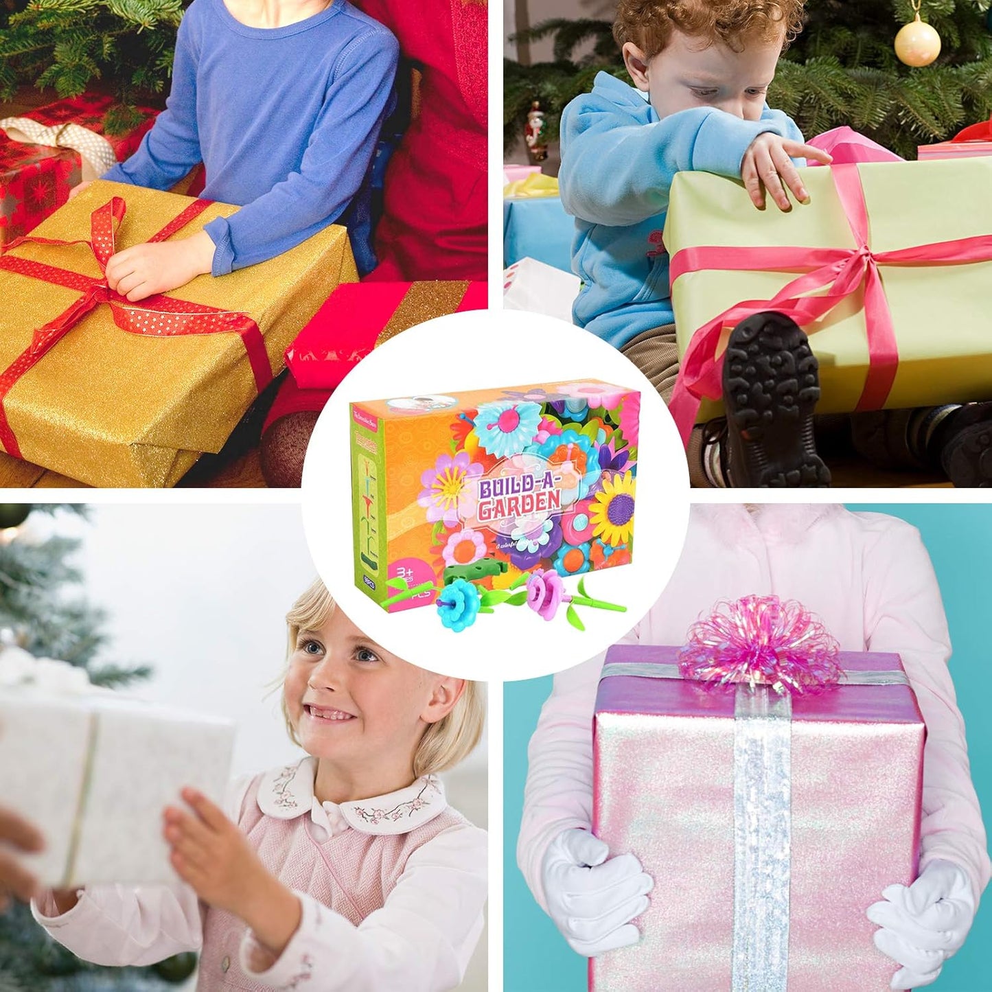 Toys for Girls 3 4 5 Years Old Flower Garden Building Toys Gardening Pretend Playset Education Activity STEM Toys for Preschool Kids Christmas & Birthday Gift 52Pcs