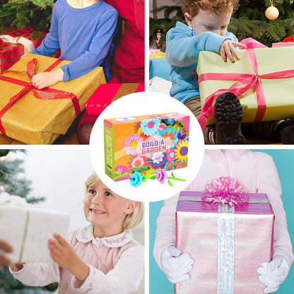 Toys for Girls 3 4 5 Years Old Flower Garden Building Toys Gardening Pretend Playset Education Activity STEM Toys for Preschool Kids Christmas & Birthday Gift 52Pcs
