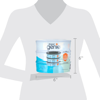 (4 Pack)  round Refills, Unscented, 3 Pack, Holds up to 720 Newborn Diapers, Blue