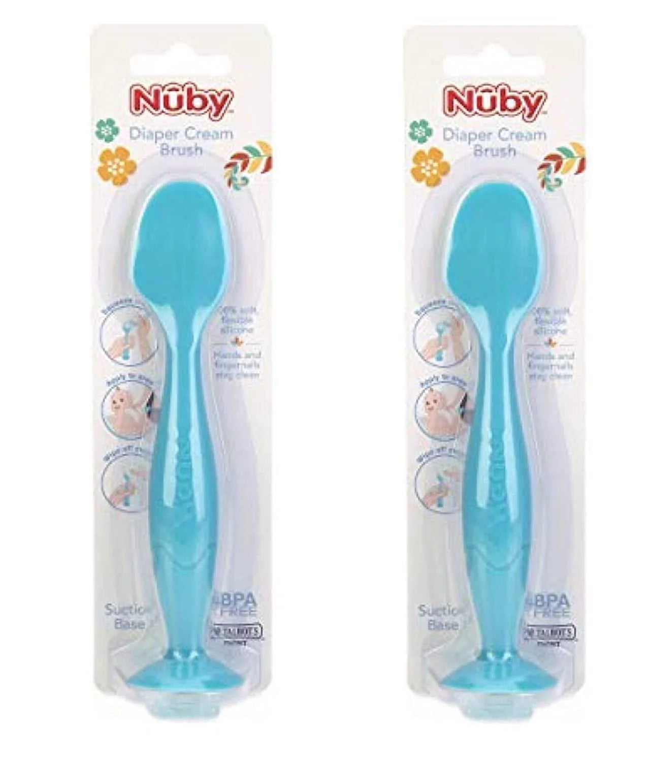Silicone Diaper Cream Brush with Suction Base, Aqua