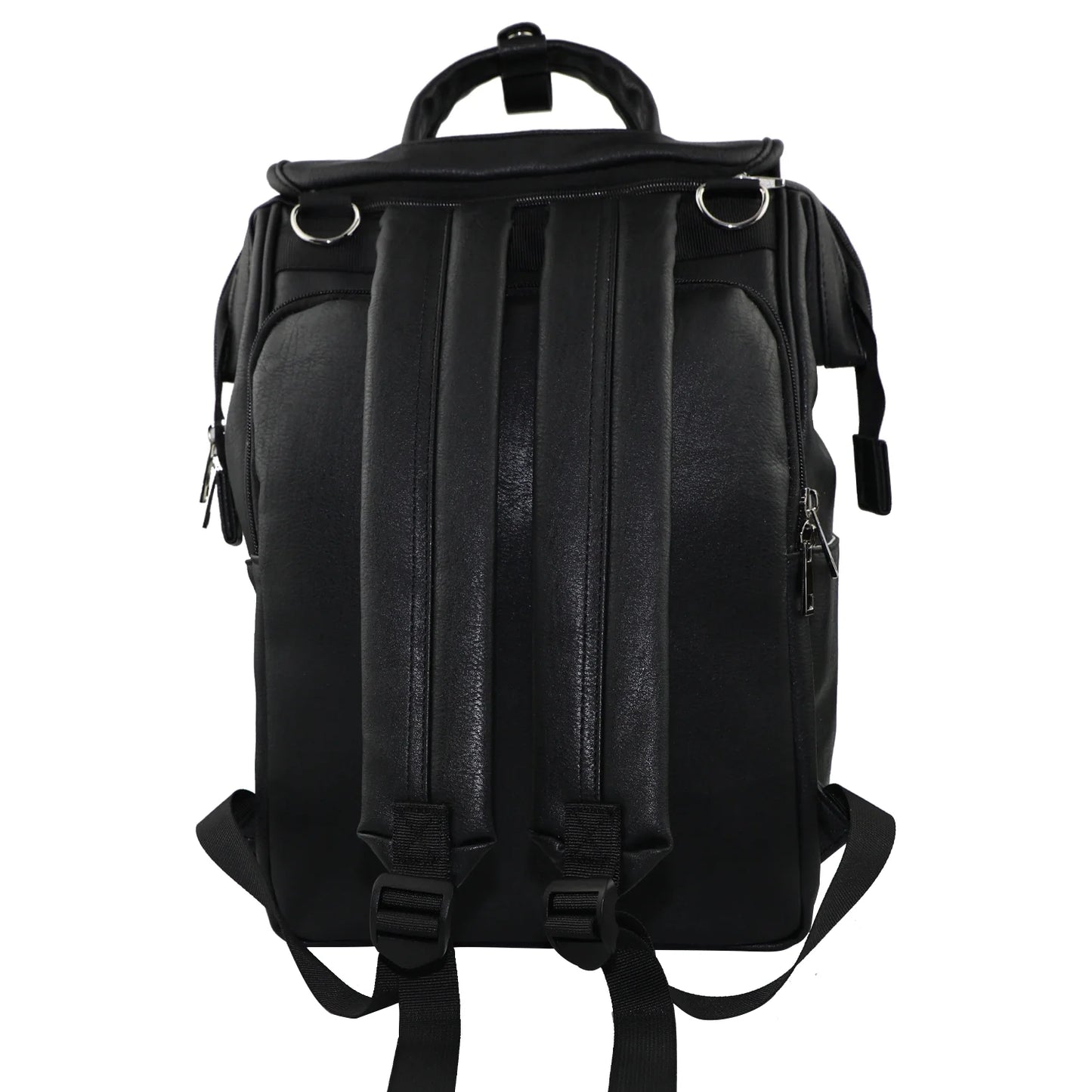 LEQUEEN PU Leather Diaper Bag Women Backpack Purse, Mommy Travel Diaper Bag for Baby with Changing Pad Stroller Hooks (Black)