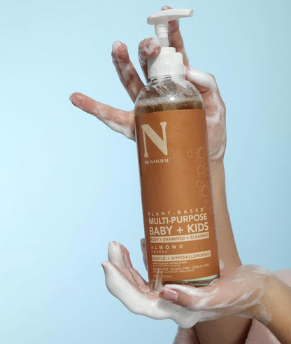 Multi-Purpose Baby plus Kids Soap, Almond, 16 Oz - Plant-Based - with Shea Butter - Hypoallergenic - Body Wash, Face Wash, Hand Soap - Sulfate-Free, Paraben-Free, Cruelty-Free