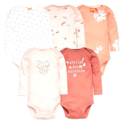 3-5 Pack Soft Cotton Long Sleeve Bodysuits Set