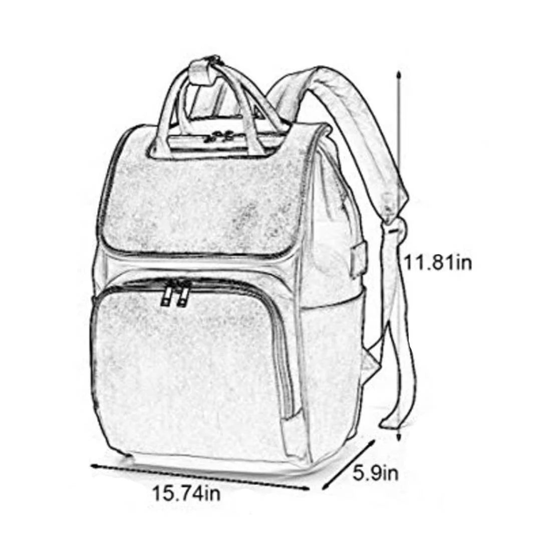 LEQUEEN PU Leather Diaper Bag Women Backpack Purse, Mommy Travel Diaper Bag for Baby with Changing Pad Stroller Hooks (Black)