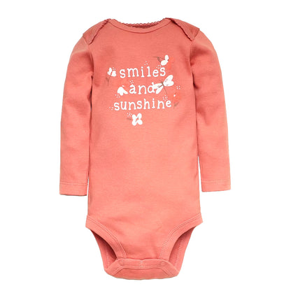 3-5 Pack Soft Cotton Long Sleeve Bodysuits Set