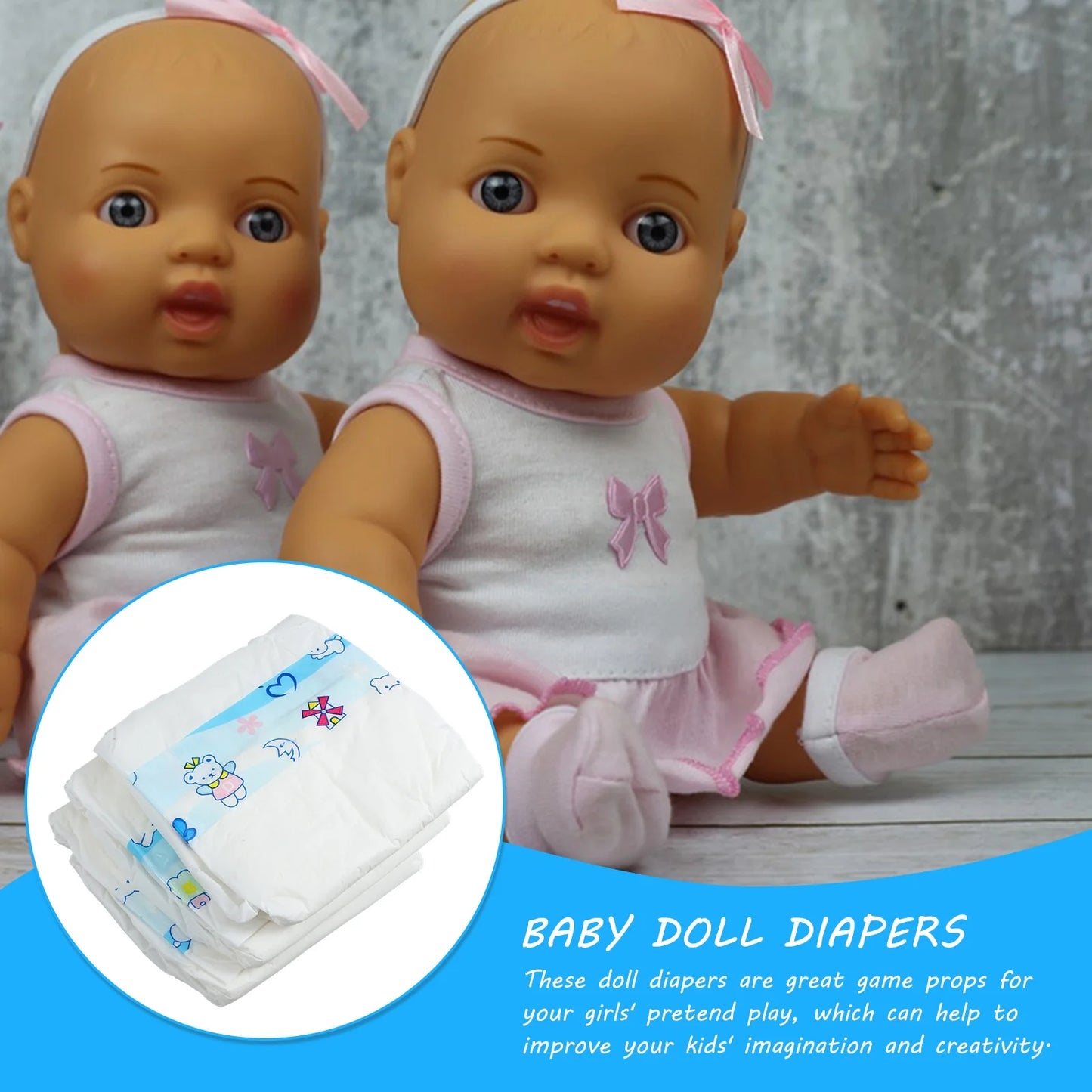 6Pcs Baby Doll Diapers Decorative Dolls Diapers Baby Doll Diapers Toys Accessories