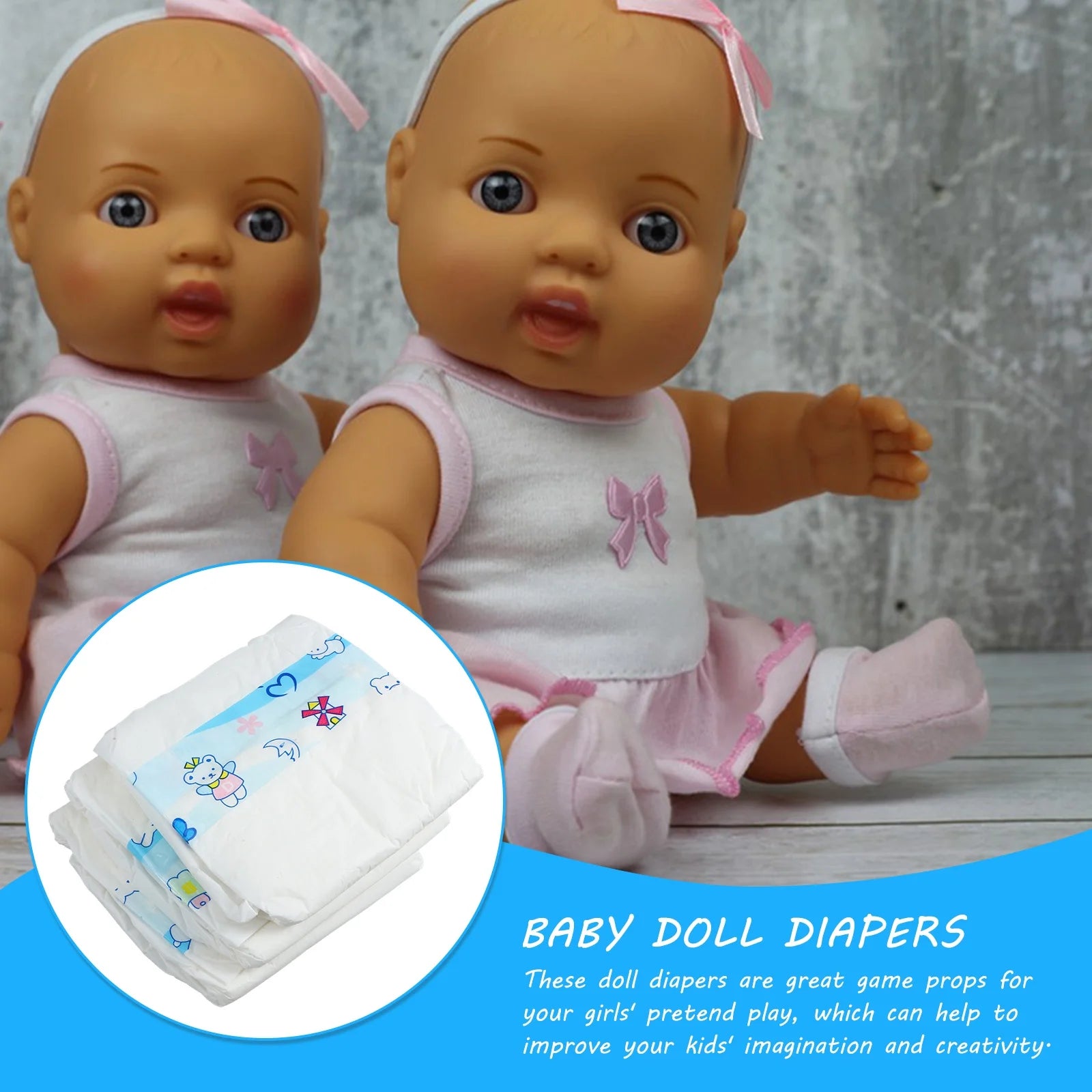 6Pcs Baby Doll Diapers Decorative Dolls Diapers Baby Doll Diapers Toys Accessories