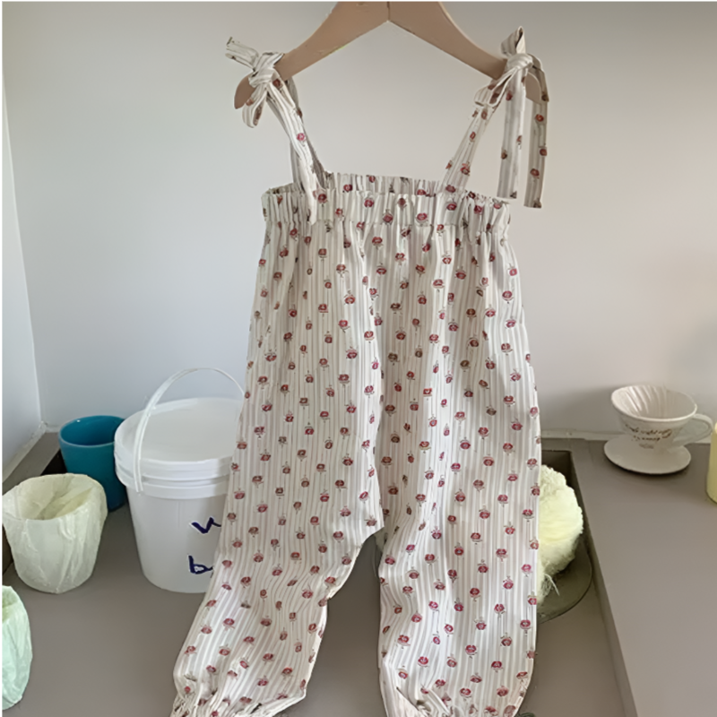 DotWhimsy – Baby Girl Cotton Tee & Printed Jumpsuit Set