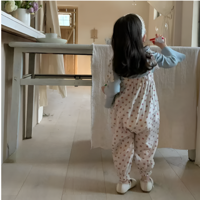 DotWhimsy – Baby Girl Cotton Tee & Printed Jumpsuit Set