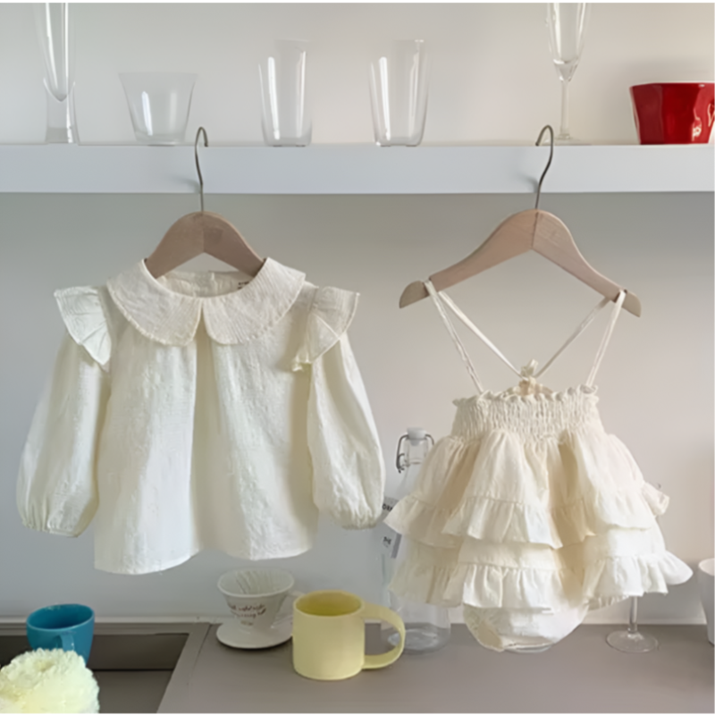 DotWhimsy – Baby Girl Cotton Tee & Printed Jumpsuit Set